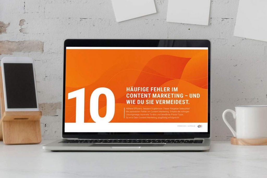 Mockup-Vorschaubild zum Gratis-Ratgeber „10 häufige Fehler im Content Marketing – und wie Du sie vermeidest“